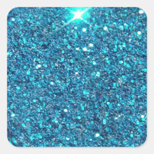 Extravaganz Aquamarin Blue Glitzer Shine Quadratischer Aufkleber