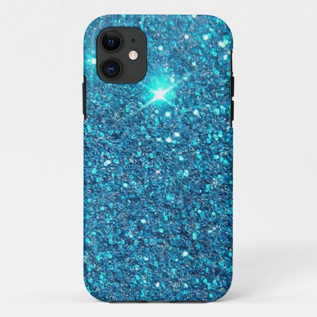 Extravaganz Blue Glitzer Shine Case-Mate iPhone Hülle (Rückseite)