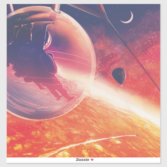 Extrem Hot Air Ballon auf Vulkanausschnitt Aufkleber (Blatt)