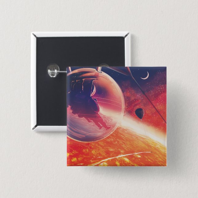Extrem Hot Air Ballon auf Vulkanausschnitt Button (Vorne & Hinten)