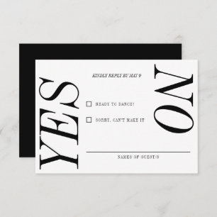 Extrem minimale Typografie Schwarz-weiße Hochzeit RSVP Karte