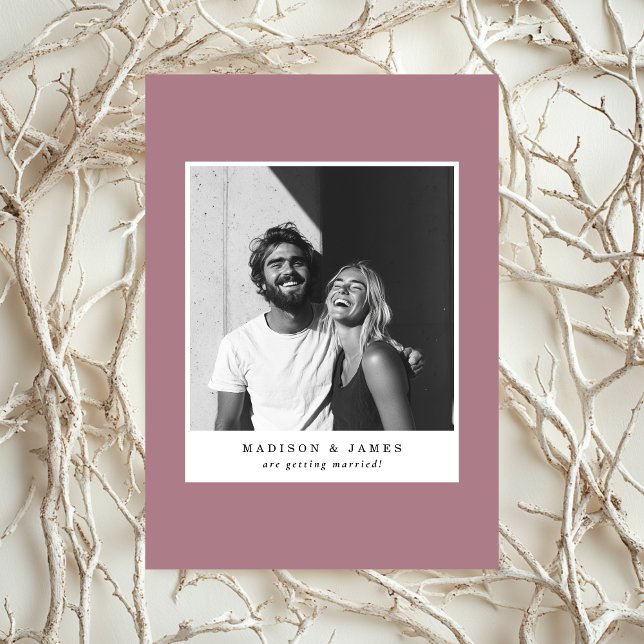 Extrem minimales Lässiges Foto Lila Hochzeit Save The Date (Von Creator hochgeladen)