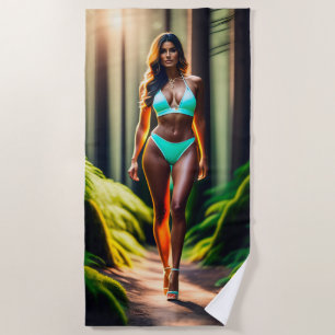 Extrem realistisches Mädchen in Bikini Beach Handt Strandtuch