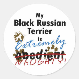 Extrem schmutzige schwarze Russische Terrier Runder Aufkleber