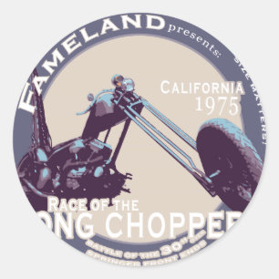 Extrem sehr langes Vintage-CHOPPER-Motorrad Runder Aufkleber