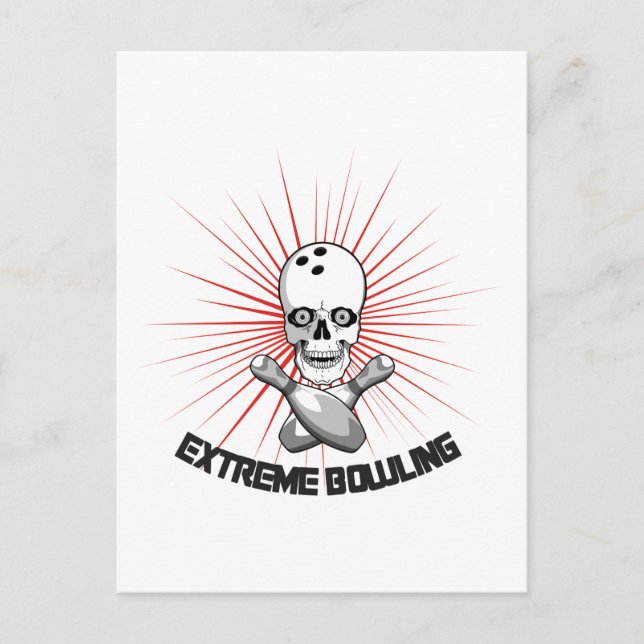 Extreme Bowling Skull & Cross Buttone Postkarte (Vorderseite)