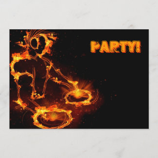 Extreme cool Flaming DJ Party Einladung. Einladung