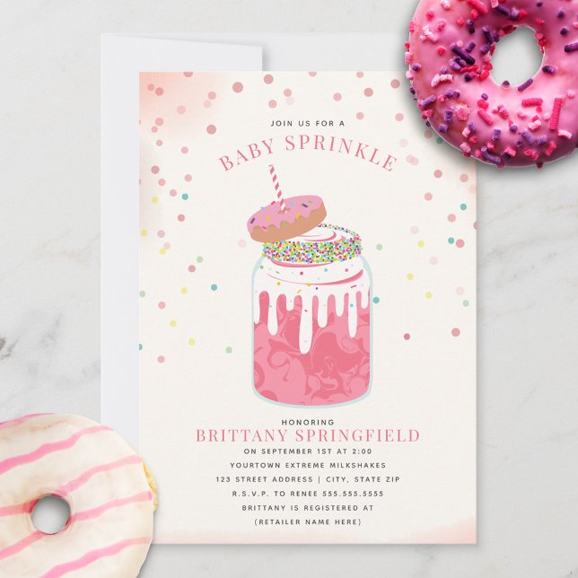 Extreme Crazy Milkshake Girl Baby Sprinkle Donut Einladung (Von Creator hochgeladen)