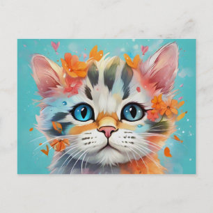 Extreme Cute Watercolor Cat # 1 Postkarte