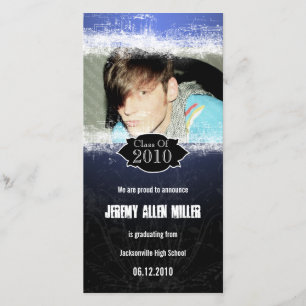 Extreme Grunge-blaues Schwarz-Abschluss-Foto-Karte Ankündigung