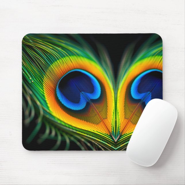 Extreme Macro Peacock Feather Eye Mousepad (Mit Mouse)