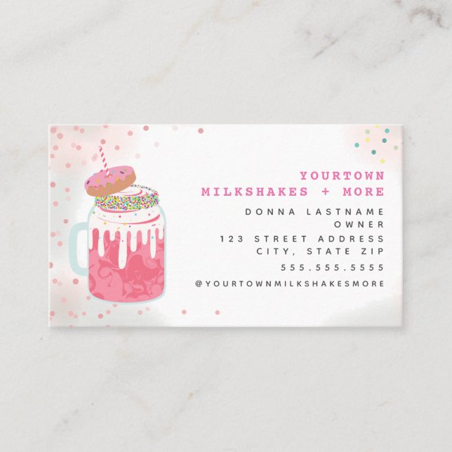 Extreme Milkshake Pink Donut Sprinkles Visitenkarte (Vorderseite)