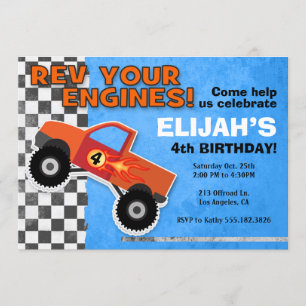EXTREME Monster Truck Boys Geburtstagsparty Einladung