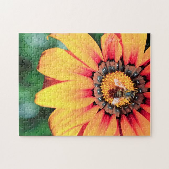 Extreme Nah-up einer Biene, die Pollen sammelt Puzzle (Horizontal)