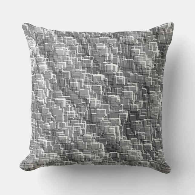 Extreme Overlay von grau geprägten Quadraten Kissen (Vorderseite)