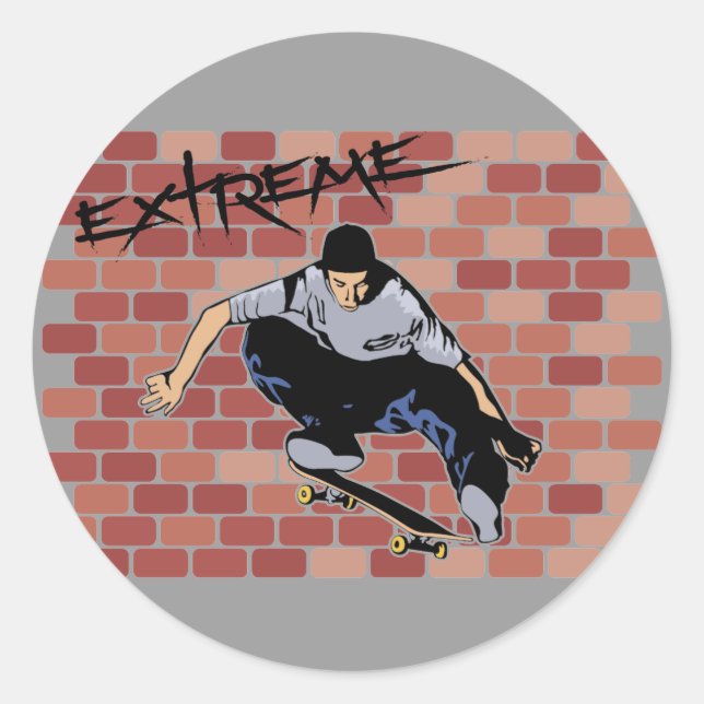 Extreme Skateboarding-Aufkleber Runder Aufkleber (Vorderseite)
