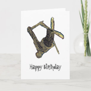 Extreme Ski Happy Birthday Card (weiß) Karte