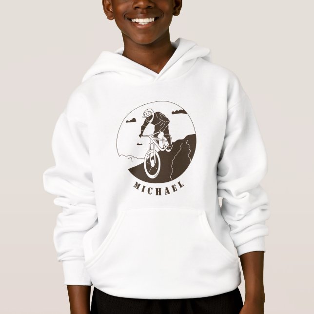 Extreme Sport Mountain Biking Radfahrer Name Hoodie (Vorderseite)