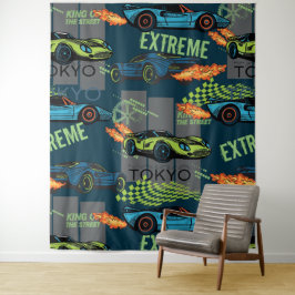Extreme Tokyo Street Racing Pattern Wandteppich