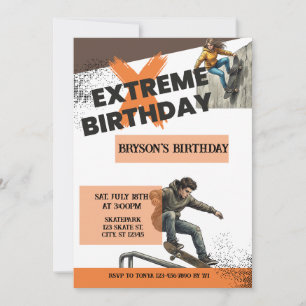 Extremer Geburtstag Skateboard  Einladung