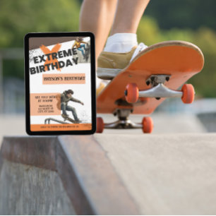 Extremer Geburtstag Skateboard Einladung