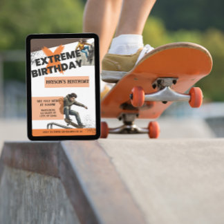 Extremer Geburtstag Skateboard Einladung