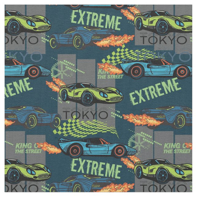 Extremes Tokio-Straßenrenn-Muster Stoff (Nahaufnahme)