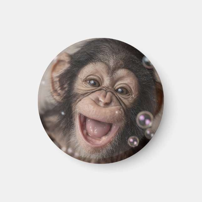 Extremnahe eines glücklichen Schimpansenbabys Magnet (Vorne)