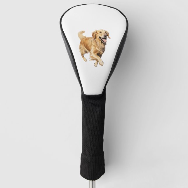 Exuberant Golden Retriever Playtime - Dynamischer  Golf Headcover (Vorderseite)