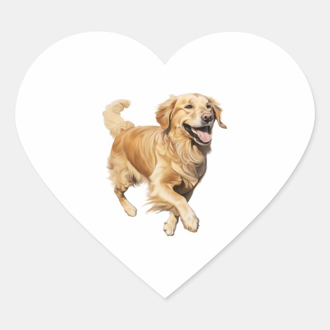 Exuberant Golden Retriever Playtime - Dynamischer  Herz-Aufkleber (Vorderseite)