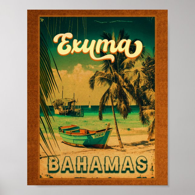 Exuma Bahamas - Beach Vintag Retro Souvenirs Poster (Vorne)