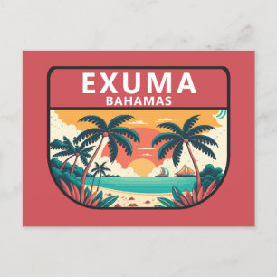 Exuma Bahamas Retro Emblem Postkarte