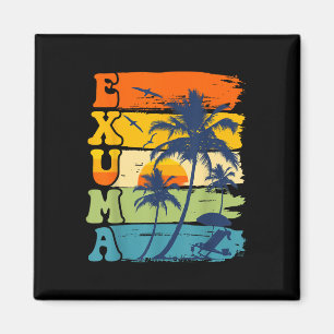 Exuma Bahamas Retro Palm Tree Beach Sommerurlaub Magnet
