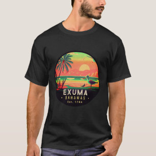 Exuma Bahamas Retro Sunset Seagull Souvenir 1950s T-Shirt