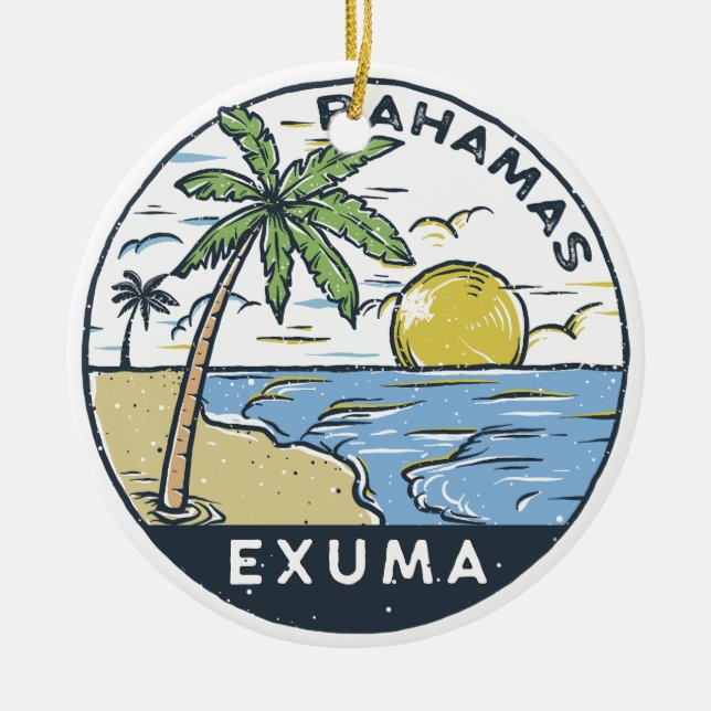 Exuma Bahamas Vintag Keramik Ornament (Vorne)