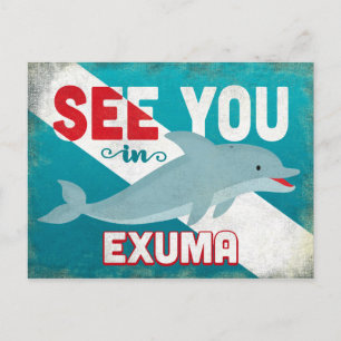 Exuma-Delfin - Retro-Reise im Vintage-Stil Postkarte