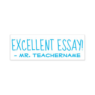 "EXZELLENT ESSAY!" + Lehrer Name Kautschuk Briefma Permastempel