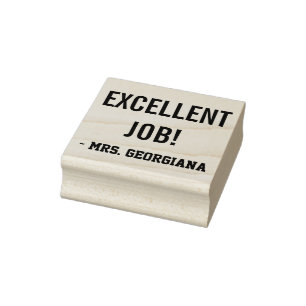 "EXZELLENT JOB!" + Lehrer Name Kautschuk Briefmark Gummistempel