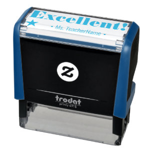 "Exzellent!" + Teacher's Name Rubber Briefmarke Permastempel