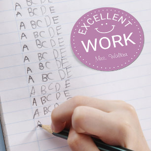 Exzellente Arbeit Personalisierte Lehrer Runder Aufkleber