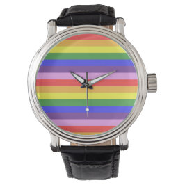 Exzellente Rainbow Stripe Bright Colors Armbanduhr