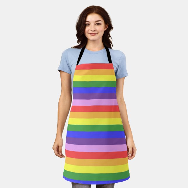 Exzellente Rainbow Stripe Bright Colors Schürze (Getragen)