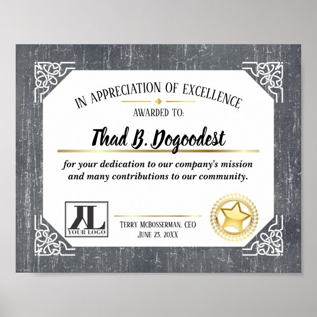 Exzellenzaktor für die Anerkennung von Mitarbeiter Poster (Vorne)