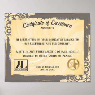 Exzellenzzertifikat Freiwilliger Mitarbeiter Poster