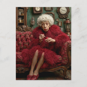 Exzentrische Eleganz in Karmesinrot Postkarte