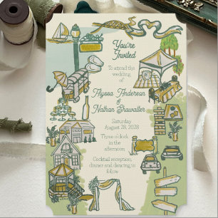 Exzentrische illustrierte Hochzeitseinladung für e Save The Date