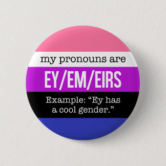 Ey/Em Pronomina - Genderfluid Flagge Button