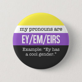 Ey/Em Pronomina - Nonbinary Flagge Button