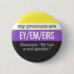 Ey/Em Pronomina - Nonbinary Flagge Button