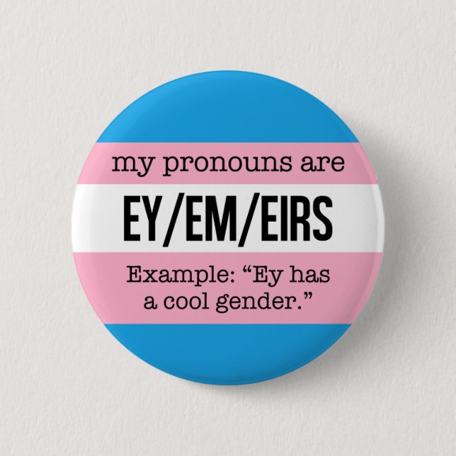 Ey/Em Pronomina - Transgender-Flagge Button (Vorderseite)